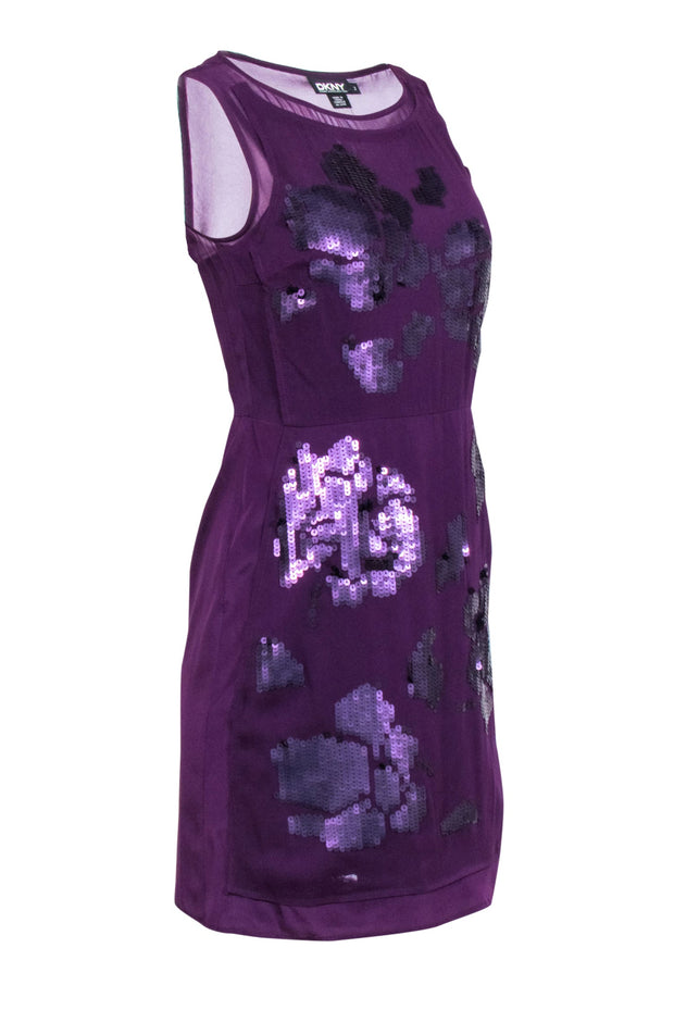 Current Boutique-DKNY - Purple Sleeveless Sequin Detail Dress Sz 2