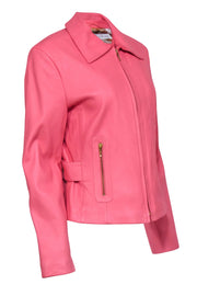 Current Boutique-Dana Buchman - Coral Pink Leather Jacket Sz 14