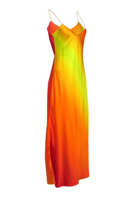 Dannijo - Orange & Yellow Ombre Silk Sleeveless Maxi Dress Sz M ...