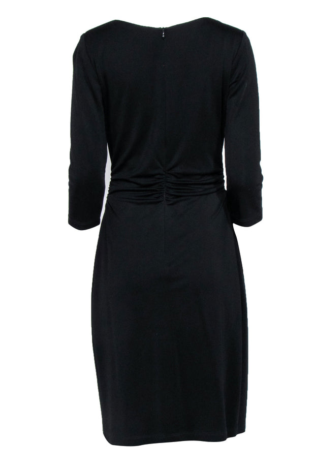 Current Boutique-David Meister - Black Surplice Long Sleeve Dress Sz 12