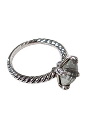 Current Boutique-David Yurman - Silver Braided Light Green Stone Ring Sz 5