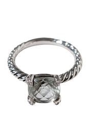 Current Boutique-David Yurman - Silver Braided Light Green Stone Ring Sz 5