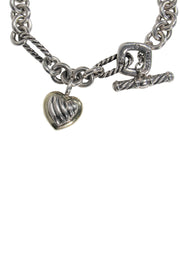 Current Boutique-David Yurman - Silver Link Charm Bracelet w/ Gold Heart Charm