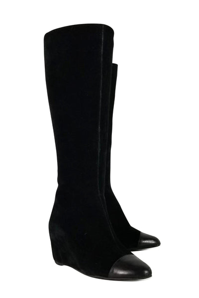Current Boutique-Delman - Black Suede Tall Boots Sz 7.5