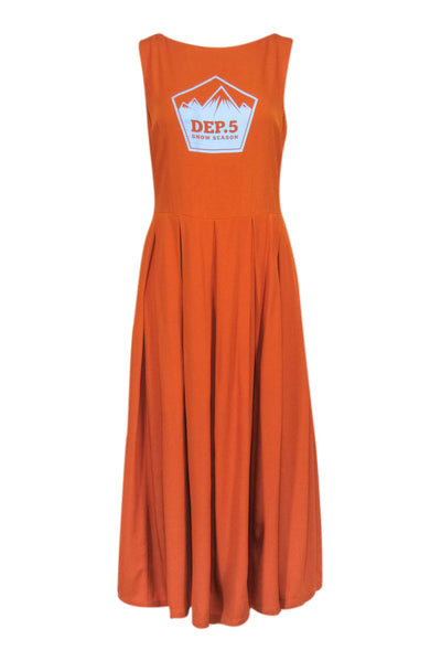 Current Boutique-Department 5 - Orange Crepe Sleeveless Pleated Bottom Dress Sz S