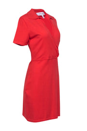 Current Boutique-Derek Lam 10 Crosby - Orange Short Sleeve Knit Polo Wrap Mini Dress Sz M