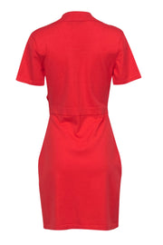 Current Boutique-Derek Lam 10 Crosby - Orange Short Sleeve Knit Polo Wrap Mini Dress Sz M