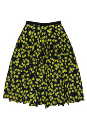 Current Boutique-Derek Lam - Black & Yellow Floral Midi Skirt Sz 8