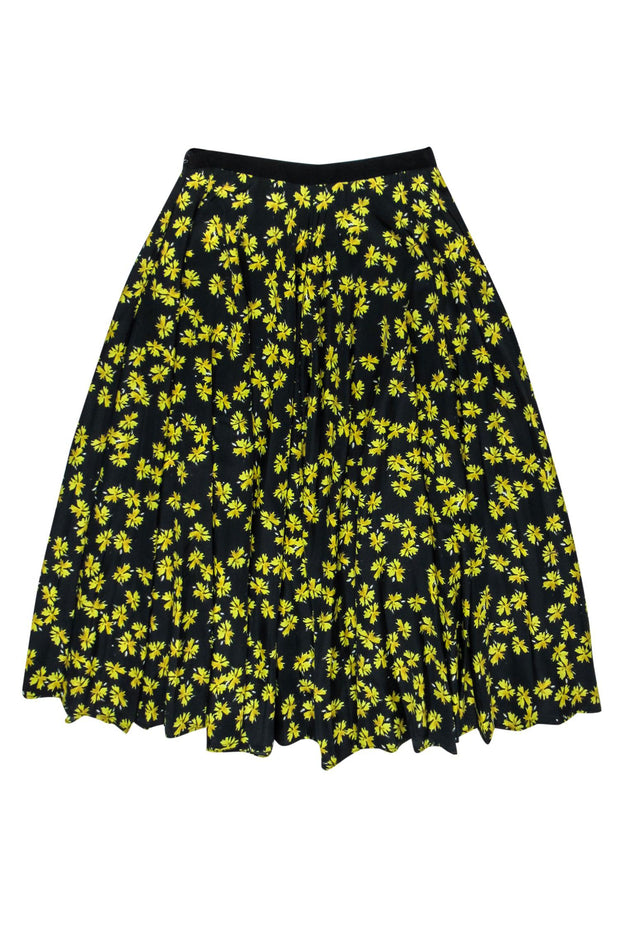 Current Boutique-Derek Lam - Black & Yellow Floral Midi Skirt Sz 8