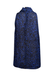 Current Boutique-Derek Lam - Blue & Black Print Cowl Mock Neckline Top Sz 8