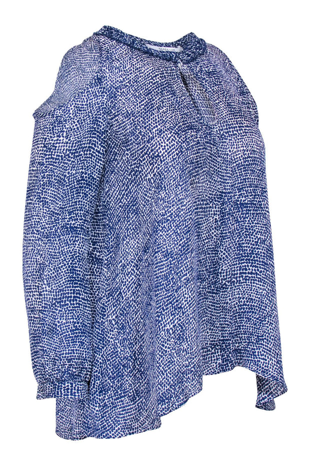 Current Boutique-Derek Lam - Blue & White Print Cold Shoulder Top Sz 8