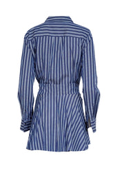 Current Boutique-Derek Lam - Blue & White Stripe Print Belted Shirt Dress Sz 6