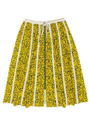 Current Boutique-Derek Lam Collective - Dark Navy & Yellow Floral Print Zip Front Skirt Sz 4