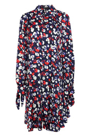 Current Boutique-Derek Lam - Navy, Purple, Red, & White Leopard Print Long Sleeve Dress Sz 12