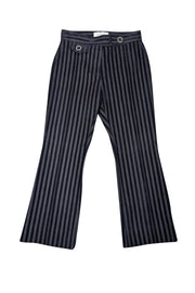 Current Boutique-Derek Lam - Navy Velvet & Cotton Striped Crop Flare Trousers Sz 4