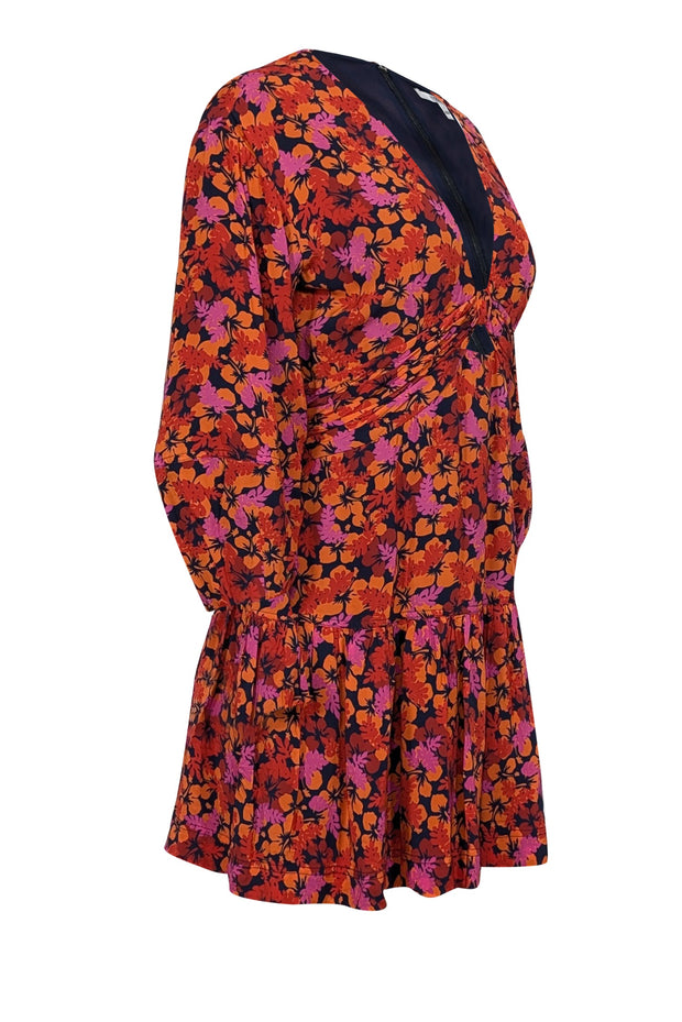 Current Boutique-Derek Lam - Orange, Magenta, & Navy Floral Print Mini Dress Sz 4