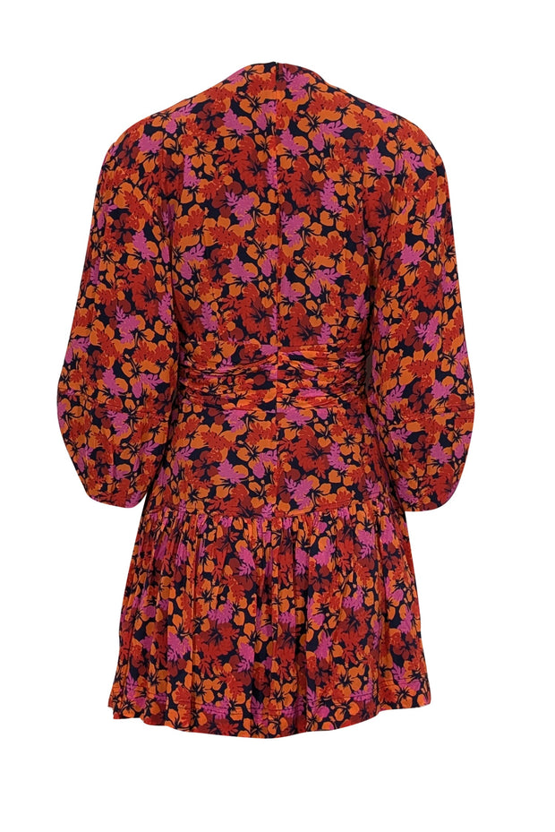 Current Boutique-Derek Lam - Orange, Magenta, & Navy Floral Print Mini Dress Sz 4