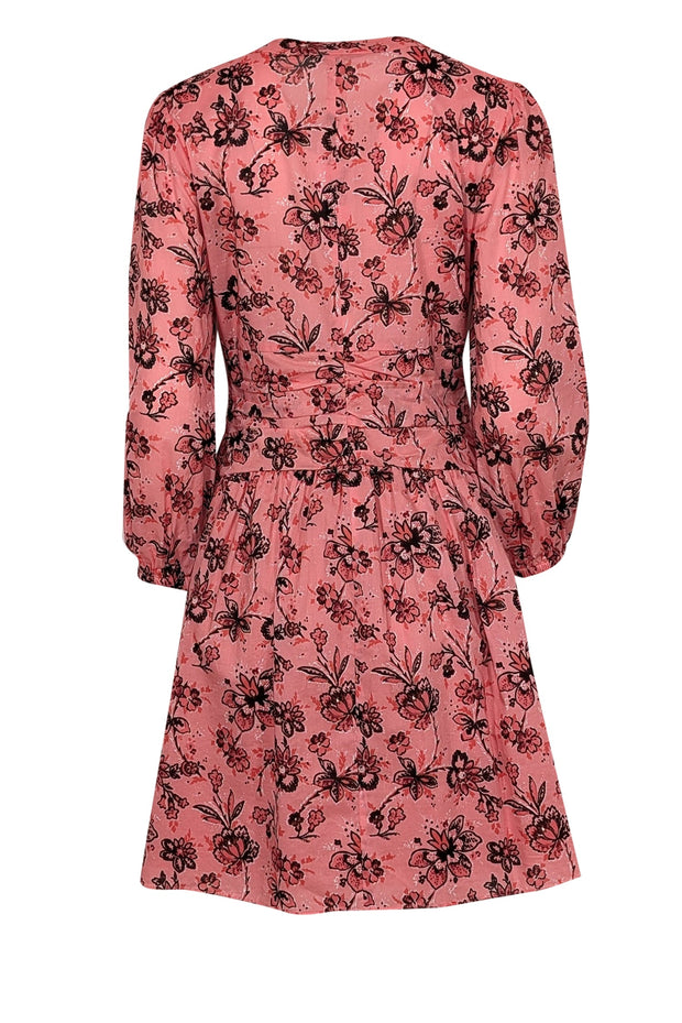 Current Boutique-Derek Lam - Peach, Orange, & Black Floral Print Cotton Dress Sz 8