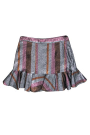 Current Boutique-Derek Lam - Silver, Orange, & Pink Stripe Metallic Skirt Sz 10