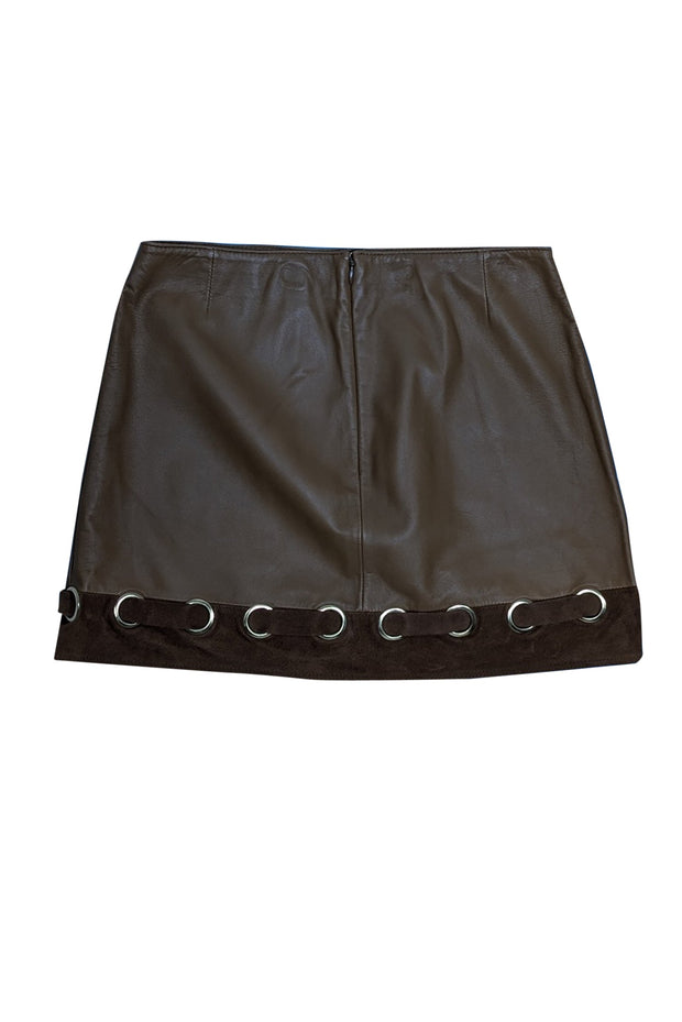 Current Boutique-Derek Lam - Tan Lamb Leather & Suede Mini Skirt Sz 0