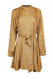 Current Boutique-Derek Lam - Yellow Paisley Print Godet Mini Dress Sz 8