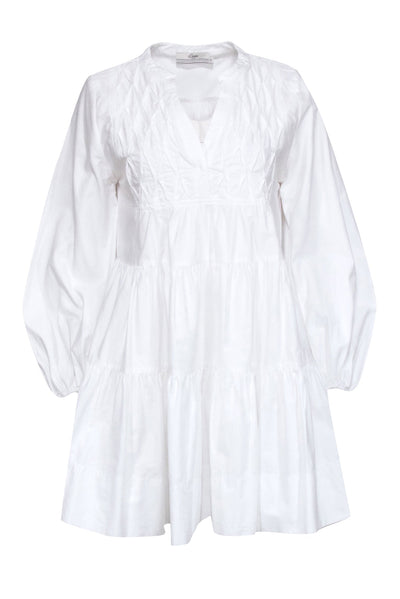 Current Boutique-Devotion TWINS - White Cotton Long Sleeve "Leros" Dress Sz S