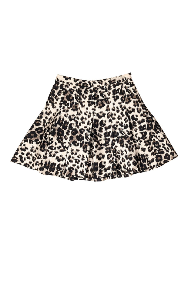 Current Boutique-Diane von Furstenberg - Beige & Black Leopard Print Pleated Skirt Sz 6