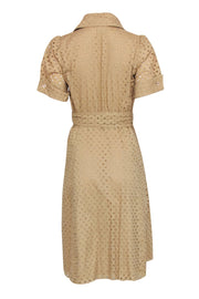Current Boutique-Diane von Furstenberg - Beige Eyelet Short Sleeve Wrap Dress Sz 12