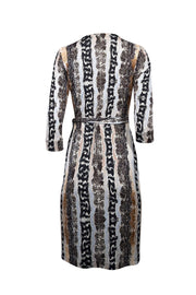 Current Boutique-Diane von Furstenberg - Black, Brown, Blue, & White Snake Print Silk Wrap Dress Sz 2