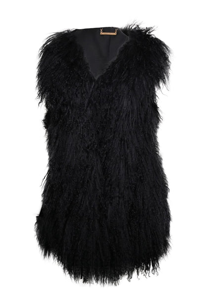 Current Boutique-Diane von Furstenberg - Black Fuzzy Vest Sz M