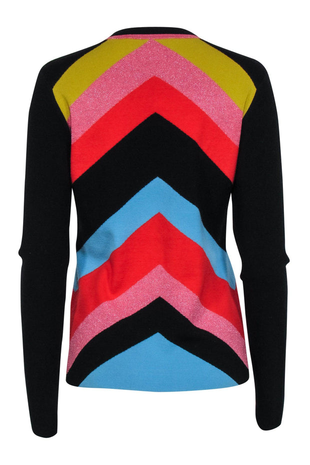 Current Boutique-Diane von Furstenberg - Black & Multi Color Metallic Print Sweater Sz M