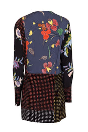 Current Boutique-Diane von Furstenberg - Black & Multicolor Mixed Print Silk Long Sleeve Dress Sz S