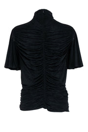 Current Boutique-Diane von Furstenberg - Black Ruched Short Sleeve Sz L