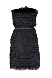 Current Boutique-Diane von Furstenberg - Black Strapless Ruffled Mini Dress Sz S