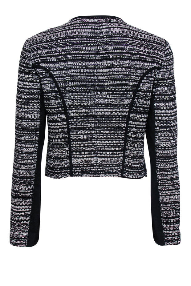 Current Boutique-Diane von Furstenberg - Black & White Tweed Collarless Short Jacket Sz 8