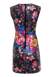 Current Boutique-Diane von Furstenberg - Black w/ Multicolor Floral Sequin Sheath Dress Sz 8