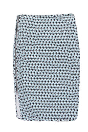 Current Boutique-Diane von Furstenberg - Blue & Black Geometric Print Side Zip "Noemi" Skirt Sz 4