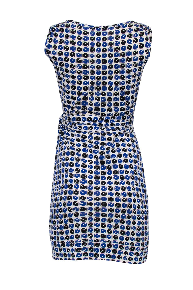 Current Boutique-Diane von Furstenberg - Blue, Black, & White Print Sleeveless Mini Dress Sz 2