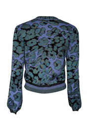Current Boutique-Diane von Furstenberg - Blue & Green Print Knit Sweater Sz S