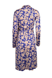 Current Boutique-Diane von Furstenberg - Blue & Light Pink Floral Paisley Print Silk Wrap Dress Sz 10