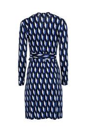 Current Boutique-Diane von Furstenberg - Blue, White, & Black Geometric Printed Wrap Dress Sz 0