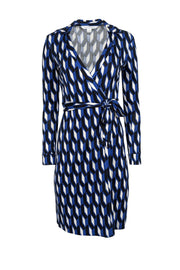 Current Boutique-Diane von Furstenberg - Blue, White, & Black Geometric Printed Wrap Dress Sz 0