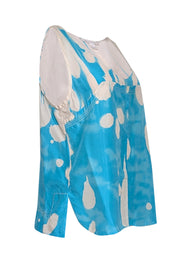 Current Boutique-Diane von Furstenberg - Blue & White Tie Dye Print Sleeveless Top Sz 12