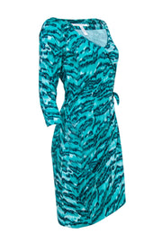 Current Boutique-Diane von Furstenberg - Bright Green & Teal Tiger Print Silk Dress Sz 6