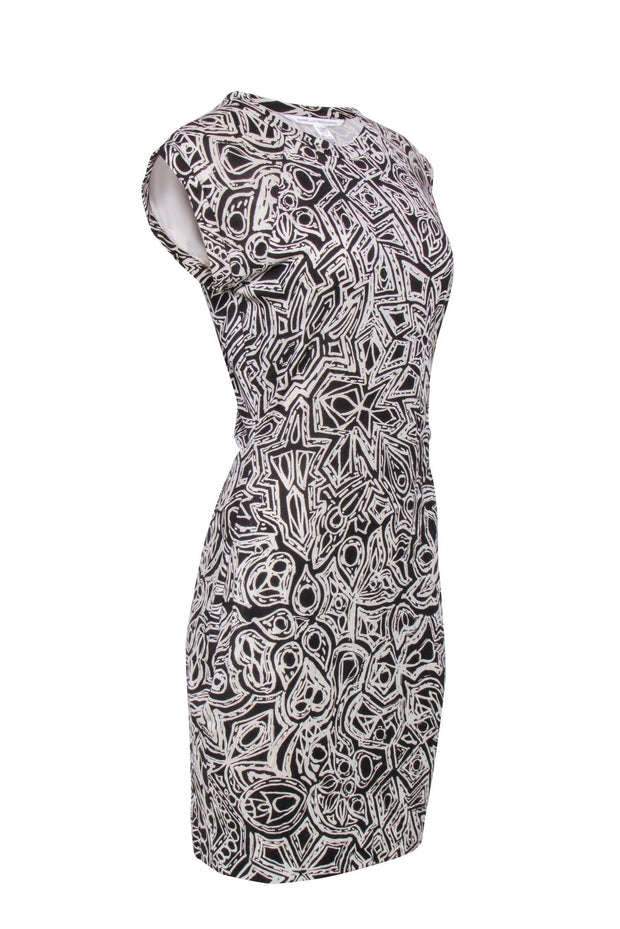 Current Boutique-Diane von Furstenberg - Brown & Cream Print Short Sleeve Dress Sz 10