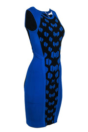 Current Boutique-Diane von Furstenberg - Cobalt & Black Body-Con Knit Geometric Printed Dress Sz P