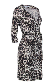 Current Boutique-Diane von Furstenberg - Cream, Brown, & Black Leopard Print Wrap Dress Sz 4