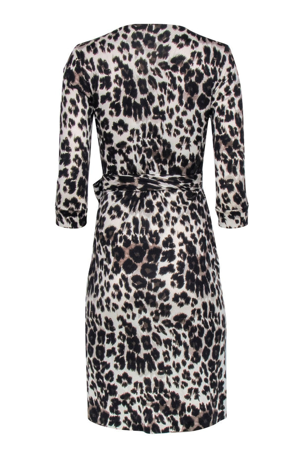 Current Boutique-Diane von Furstenberg - Cream, Brown, & Black Leopard Print Wrap Dress Sz 4