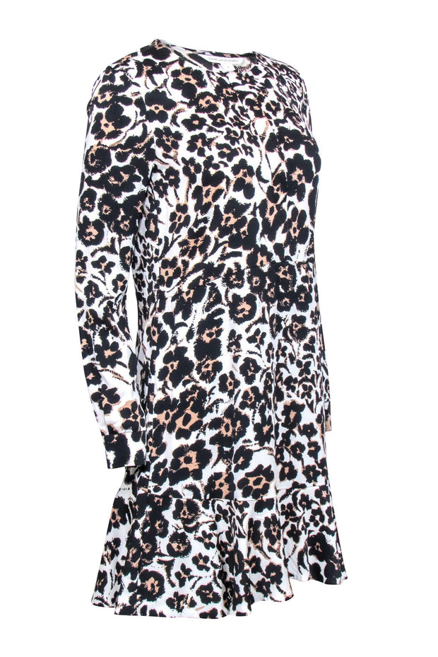 Current Boutique-Diane von Furstenberg - Floral Shaped Leopard Print Silk Blend Dress Sz 4
