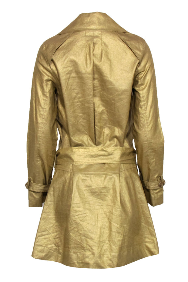 Current Boutique-Diane von Furstenberg - Gold Metallic Trench Coat Sz 6